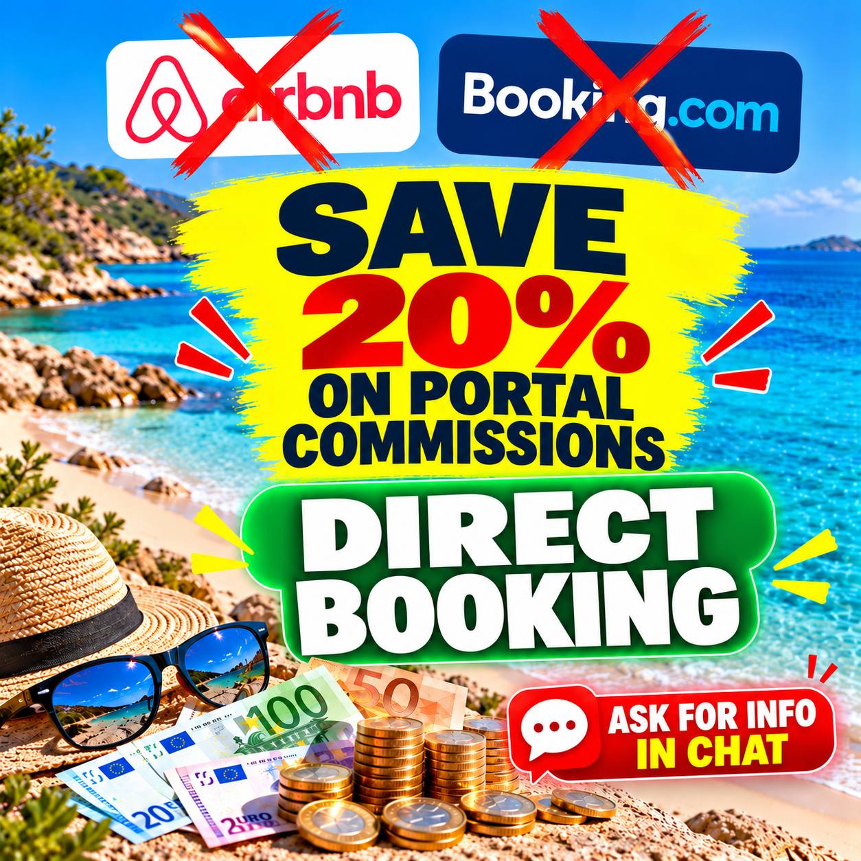 Save 20% on portal commissions. Book direct and ask for information in chat.